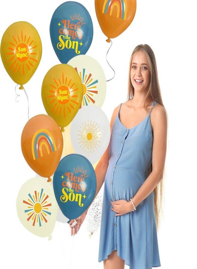 Dydamud Here Comes The Son Baby Shower Decorations,35pcs Boho First Trip Around The Sun Balloon,Sunshine Party Retro Latex Balloons for You are My Sunshine Baby Shower Decoration Supplies - Image 2